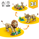 LEGO® Creator 3 in 1 Wild Animals: Majestic Lion Building Set for Kids - Construct a Lion, Lioness or 2 Cubs - Animal Toy for Pretend Play and Display - Gift Idea for Boys and Girls Ages 9+ - 31386