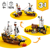 LEGO® Creator 3 in 1 Iconic Pirate Ship Toy for Kids - Construct a Pirate Ship, Castle or Twin Ships - Building Set with 5 Minifigures - Birthday Gift Idea for Boys and Girls Ages 9+ - 31387