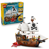 LEGO® Creator 3 in 1 Iconic Pirate Ship Toy for Kids - Construct a Pirate Ship, Castle or Twin Ships - Building Set with 5 Minifigures - Birthday Gift Idea for Boys and Girls Ages 9+ - 31387