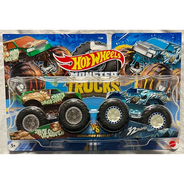 HOT WHEELS MONSTER TRUCKS DEMOLITION - DOUBLES SMASH SQUATCH VS 32 DEGREES  [FYJ64/HLT65]