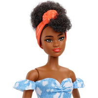 BARBIE FASHIONISTAS DOLL - BLACK HAIR, DRESS, BANDANA  [HBV17]