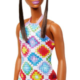 BARBIE FASHIONISTAS DOLL - WITH BUN & CROCHET HALTER DRESS  [HJT07]