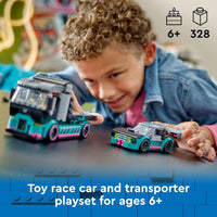 CITY RACE CAR AND CAR CARRIER TRUCK - 60406