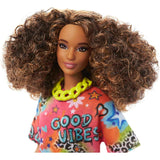 BARBIE FASHIONISTAS DOLL - BRUNETTE WITH GRAFITTI DRESS  [HPF77]