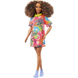 BARBIE FASHIONISTAS DOLL - BRUNETTE WITH GRAFITTI DRESS  [HPF77]