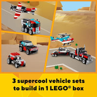 CREATOR 3IN1 FLATBED TRUCK WITH HELICOPTER - 31146