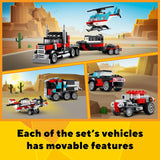 CREATOR 3IN1 FLATBED TRUCK WITH HELICOPTER - 31146