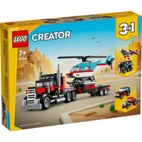 CREATOR 3IN1 FLATBED TRUCK WITH HELICOPTER - 31146