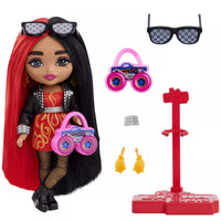 BARBIE EXTRA MINI DOLL WITH MOTO JACKET, ACCESSORIES & DOLL STAND  [HKP88]