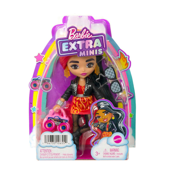 BARBIE EXTRA MINI DOLL WITH MOTO JACKET, ACCESSORIES & DOLL STAND  [HKP88]