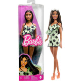 BARBIE FASHIONISTAS DOLL - BRUNETTE WITH POLKA DOT ROMPER  [HPF76]