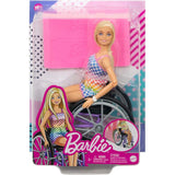 BARBIE FASHIONISTAS DOLL WITH WHEELCHAIR & RAMP, STRAIGHT BLONDE HAIR & RAINBOW ROMPER [HJT13]