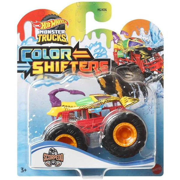 HOT WHEELS MONSTER TRUCKS 1:64 COLOUR SHIFTERS - SCORPEDO  [HGX06]