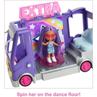 BARBIE EXTRA MINI MINIS TOUR BUS PLAYSET, WITH DOLL, EXPANDABLE VEHICLE, CLOTHES & ACCESSORIES  [HKF84]