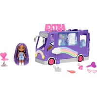 BARBIE EXTRA MINI MINIS TOUR BUS PLAYSET, WITH DOLL, EXPANDABLE VEHICLE, CLOTHES & ACCESSORIES  [HKF84]