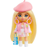 BARBIE EXTRA MINI MINIS DOLL WITH BLONDE HAIR, ACCESSORIES & DOLL STAND   [HLN48]