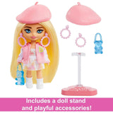 BARBIE EXTRA MINI MINIS DOLL WITH BLONDE HAIR, ACCESSORIES & DOLL STAND   [HLN48]