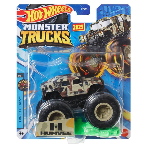 HOT WHEELS MONSTER TRUCKS 1:64 SCALE DIE CAST CARS - HUMVEE [FYJ44]